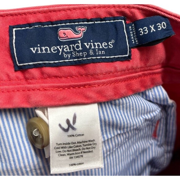 Vineyard Vines Pants Women's Size 33 x 30 Red Straight Leg 100% Cotton - Picture 5 of 5